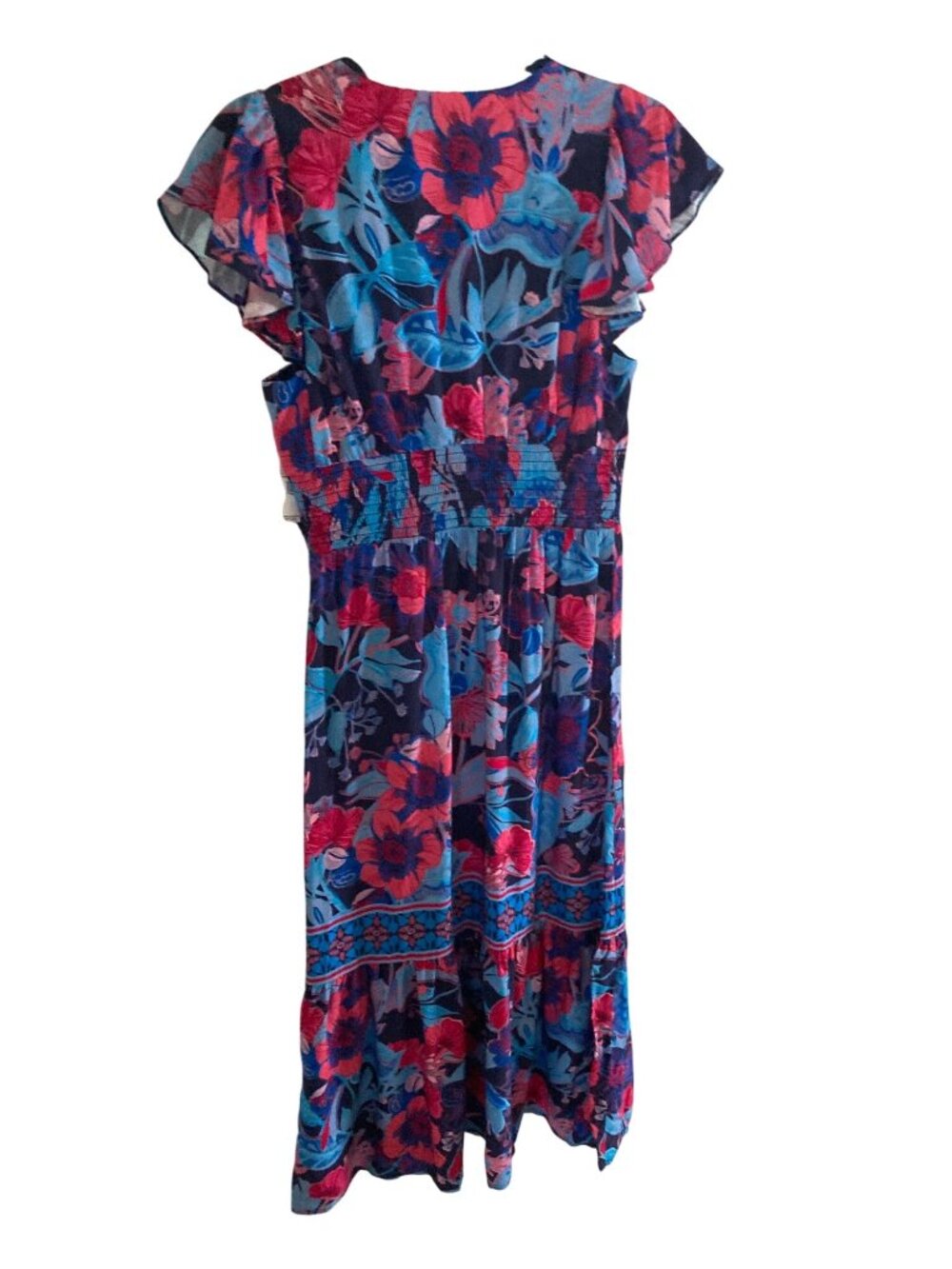 Adrianna Papell Women's Smocked-Waist Flutter-Sleeve Floral Dress Sz 2 NWT - Picture 6 of 8